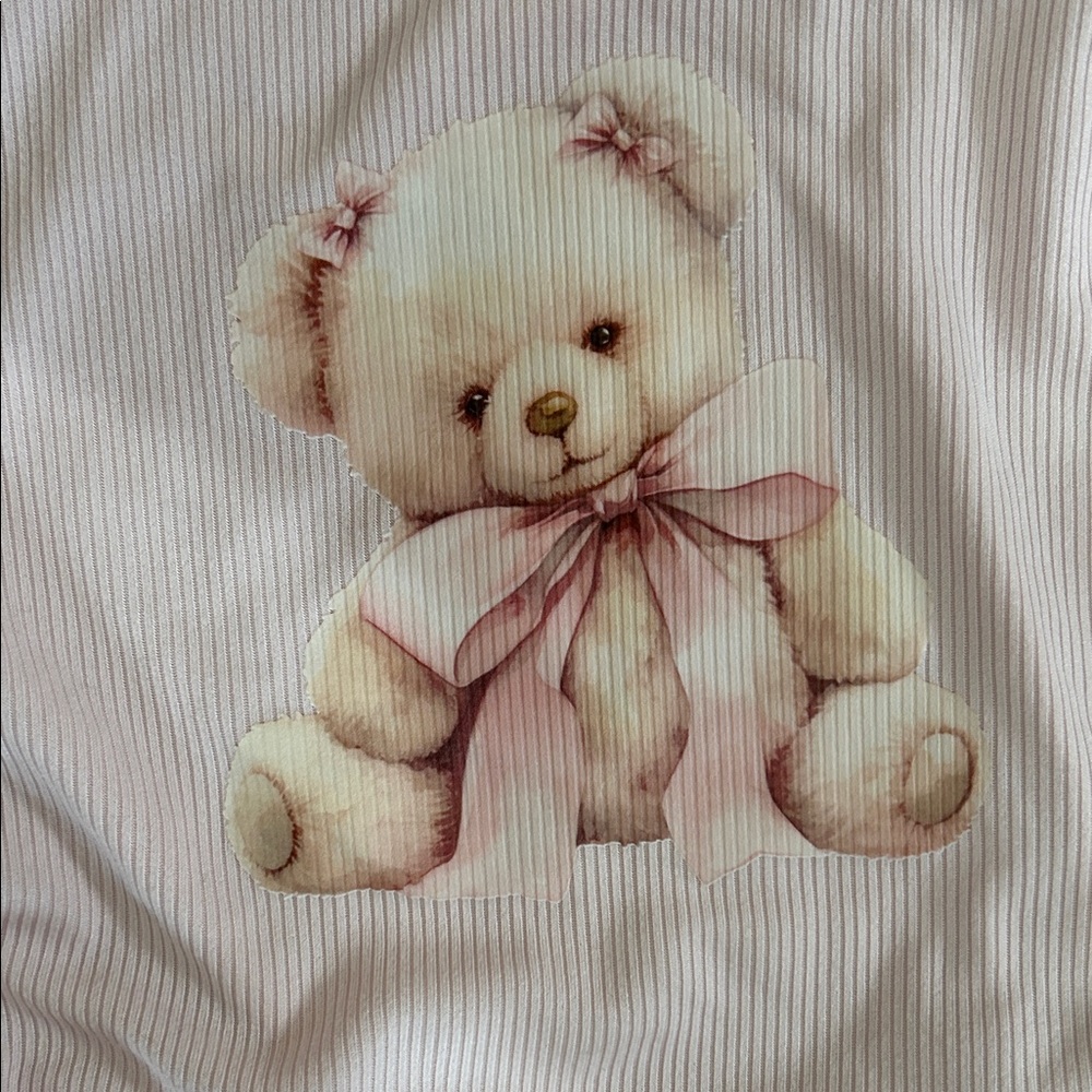 No Comment Girls' Light Pink Teddy Tee 7-8 - Picture 3 of 4